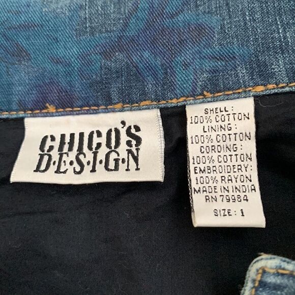 Chico’s Design Embellished Denim Jacket Size 1 (M) - Picture 11 of 11